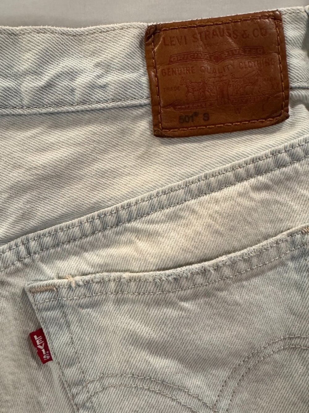 Levi's Premium 501 S Skinny Light Wash Distressed Raw Hem Jeans High Rise